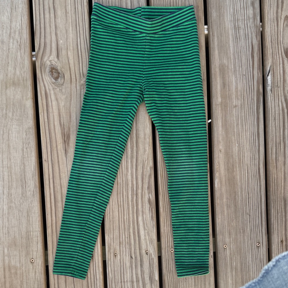 Primary Green & Navy Striped Leggings and matching Primary green tunic top